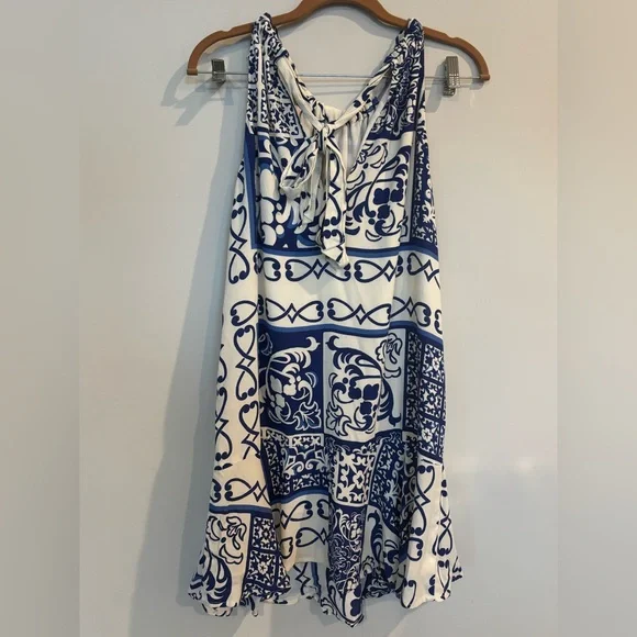 Fifteen Twenty Brenda Ruffle Blue and White Dress - Picture 5 of 8